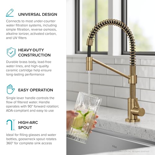 Bolden Single Handle Drinking Water Filter Faucet for Reverse Osmosis or Water Filtration System in Brushed Brass