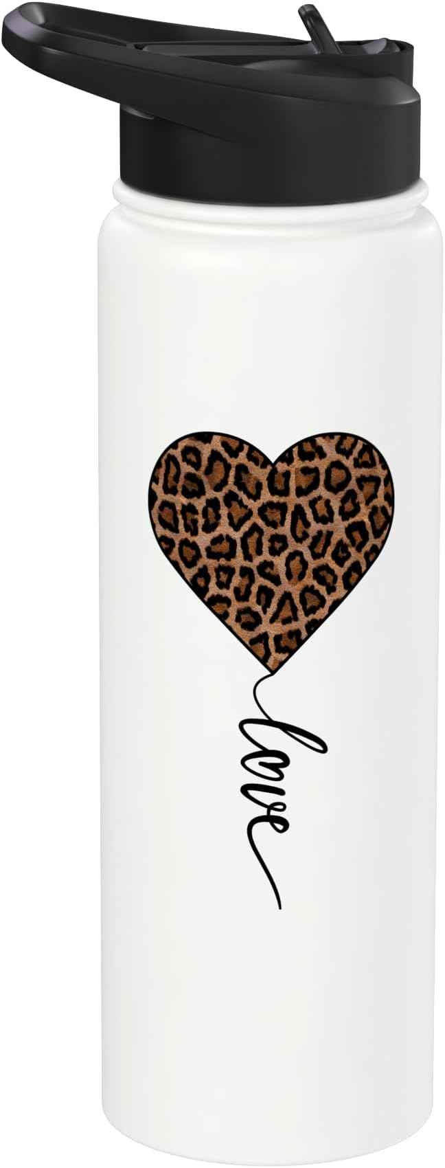 Heart Love Cheetah Leopard Tiger | Wild Animal Print Stainless Steel Insulated Water Bottle