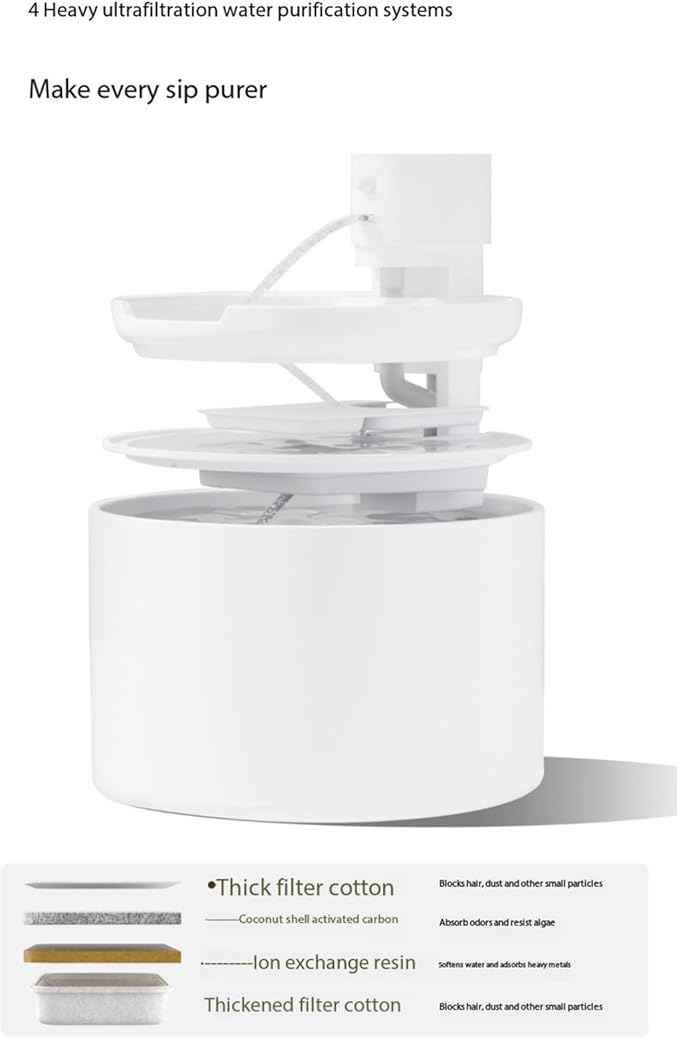 Cordless Ceramic Cat Water Fountain: 78oz/2.3L Automatic Super Silent Intelligent Sensor Cordless Pet Drinking Dispenser with 4000mAh Battery & 7 Filter Dog Water Bowl Dispenser - for Pets (White)