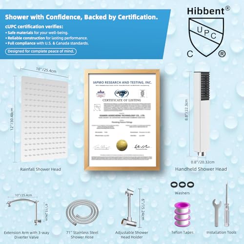 All Metal CUPC Certified 12'' Rainfall Shower Head