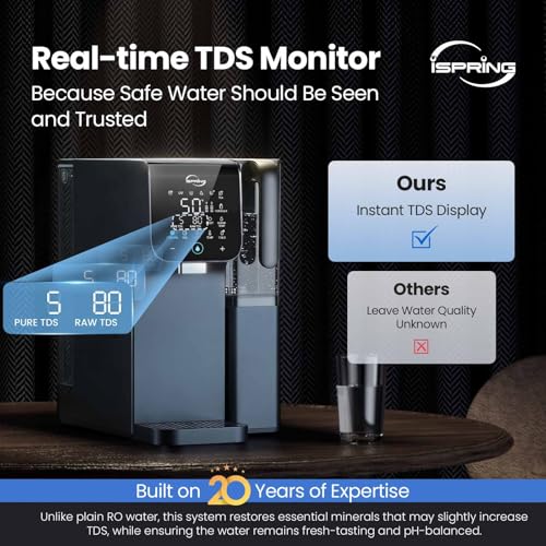 RCD100UHCG UV Alkaline Hot & Cold Countertop Reverse Osmosis Water Filter Dispenser with Mineral & LED UV Filter