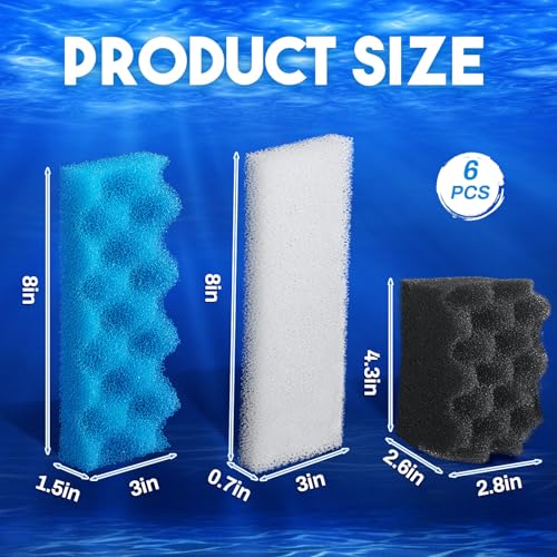 6 Pcs Aquarium Filters Bio Sponge Sets Compatible with Fluval 306 (6 Count)