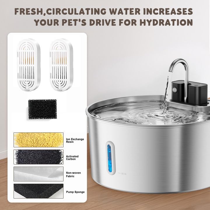 PWL 009 Wireless Smart 3 Water Modes Stainless Steel Dog Water Fountain