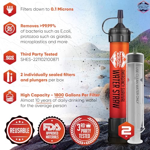 2 High Capacity Emergency Water Straws (2 Count)