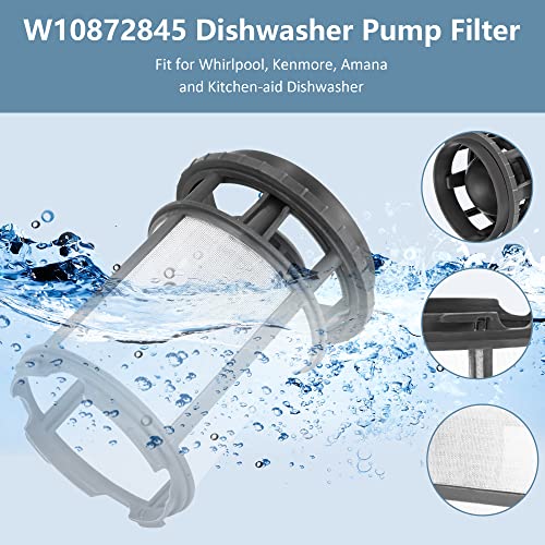 Upgraded W10872845 Dishwasher Pump Filter Cup Replacement for Whirlpool