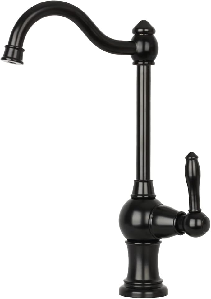 Akicon Kitchen Water Filter Faucet, Brass Body 100% Lead-Free Drinking Water Faucet Fits Most Reverse Osmosis Units or Filtration System, Non-Air Gap, Cold Water Only(Matte Black)