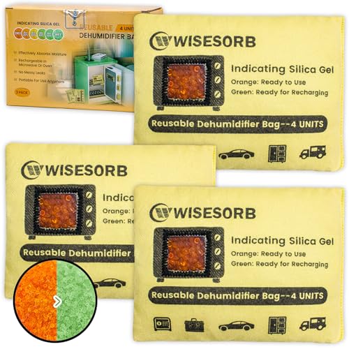 120g×3 Packs Rechargeable Silica Gel Desiccant Packs with Clean Window (3 Count)