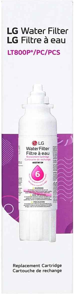 LG LT800P- 6 Month / 200 Gallon Capacity Replacement Refrigerator Water Filter (NSF42 and NSF53) ADQ73613401, ADQ73613408, or ADQ75795104, White