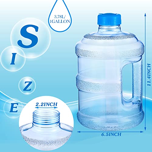 Empty 2 Pieces 1 Gallon water jugs Round Plastic Water Bottle with Handle Screw Cap Reusable Large Capacity Bottle for Camping Outdoor Travel Gym Use (2 Count)