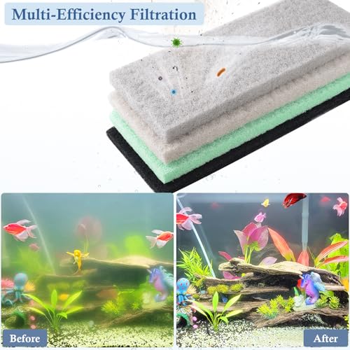 4 Pack Mixed Aquarium Sponge Filter Pad (4 Count)