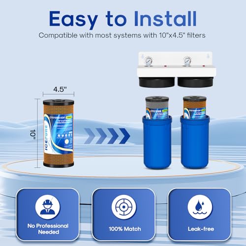 2 Stage 10" x 4.5" Whole House Carbon Water Filter Set (2 Count)