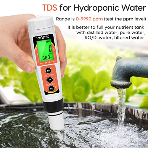 PH Meter Digital 4 in 1 PH EC TDS Temp Meter for Water Hydroponics