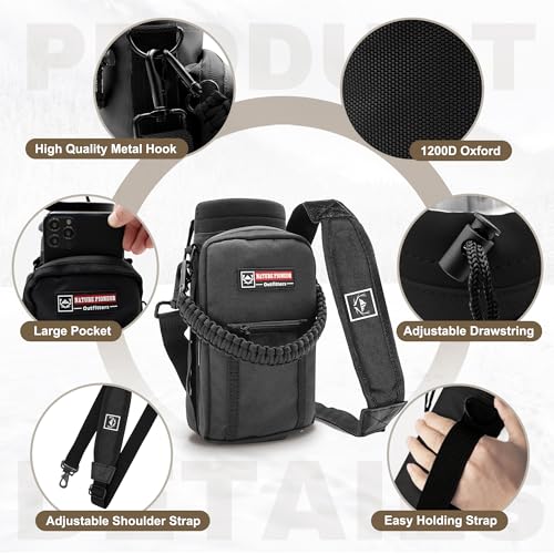 40 oz Insulated Water Bottle with Carrier Bag & 3 Lids