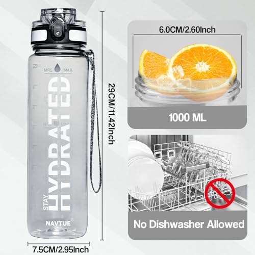 Water Bottle 32 oz Motivational Time Marker Tritan Bottle