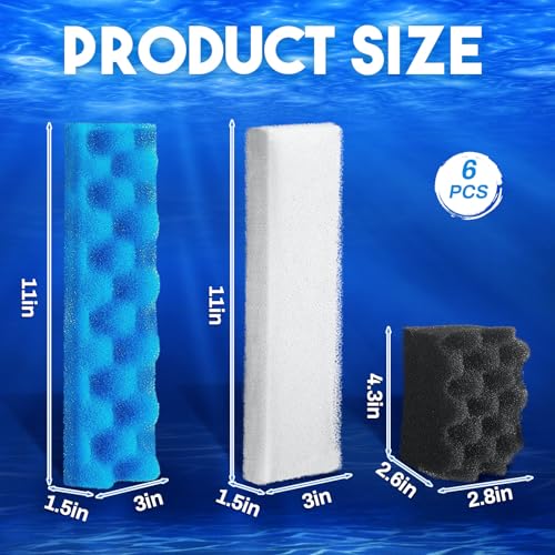 6 Pcs Aquarium Filters Bio Sponge Sets Compatible with Fluval 406 (6 Count)