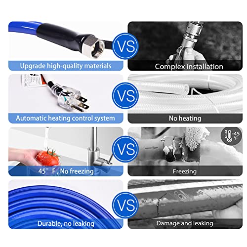50FT (15-100FT) Heated Water Hose for RV,-45 ℉ Antifreeze 4.0 Upgraded Heated Water Hose，Rv Hoses with Fittings, Rv Accessories