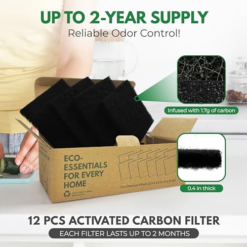 Charcoal Filters for Compost Bucket 3.5 in Square (12 Count)