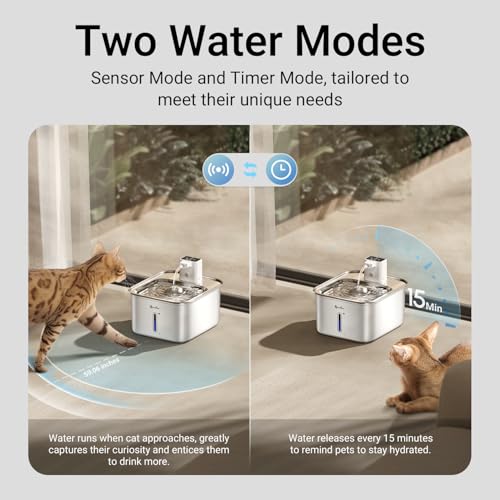 Cat Water Fountain Stainless Steel Wireless Automatic