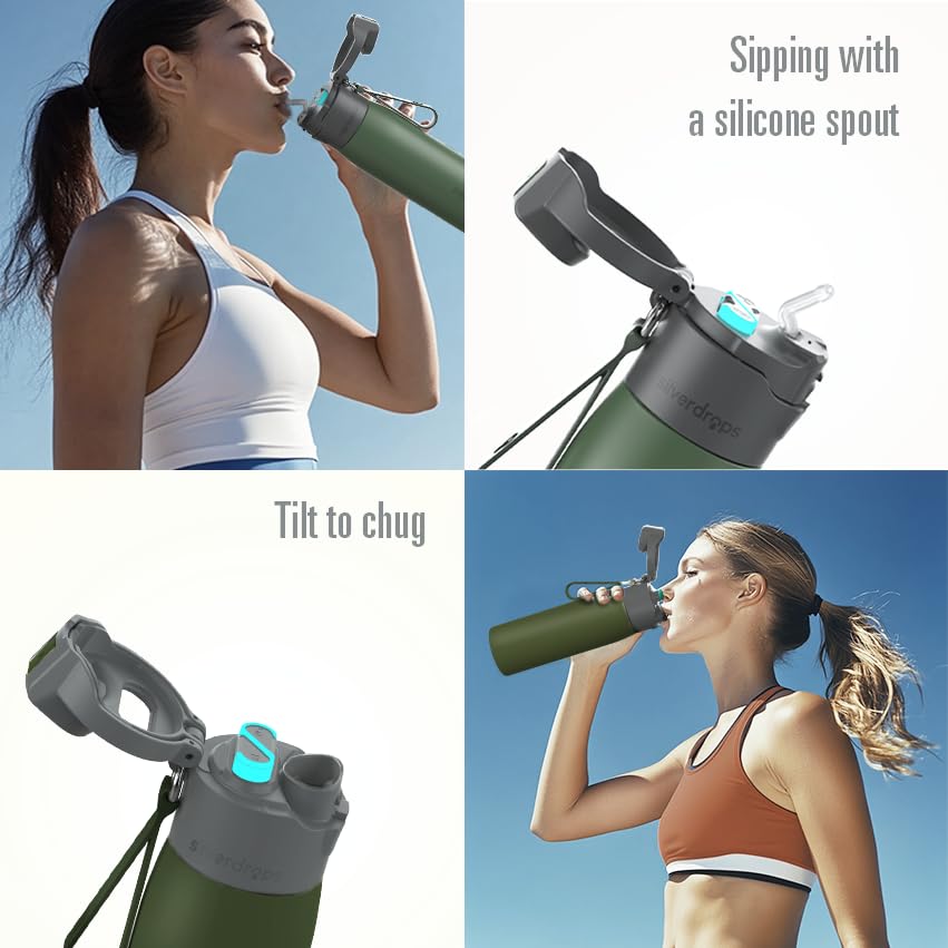 3-in-1 Self-Cleaning Water Bottle with Sip & Chug Lid - 24oz