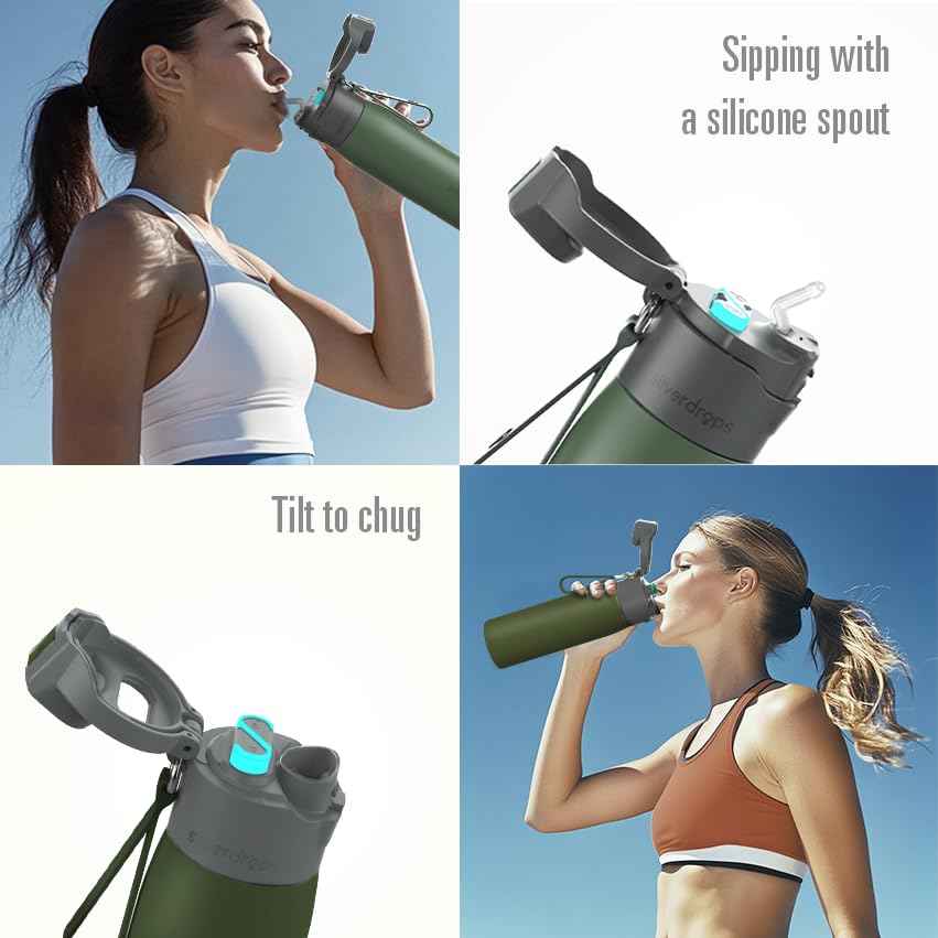 3-in-1 Self-Cleaning Water Bottle with Sip & Chug Lid - 24oz