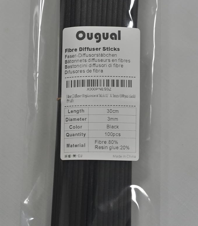 100 Pieces Fiber Reed Diffuser Replacement Refill Sticks (12.5" x 3mm, Black) - AquaVibe