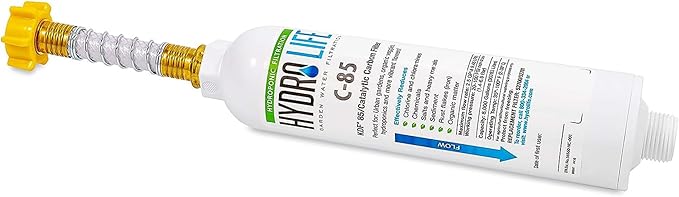 Camco Hydro Life 52700 Inline Water Filter (with Flexible Hose Protector, Hydroponics C-85)
