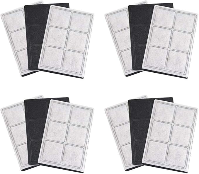 Water Fountain Filters Compatible Replacement for Drinkwell Platium Pet Dog Cat Fountain Premium Charcoal Filters 12 Pack