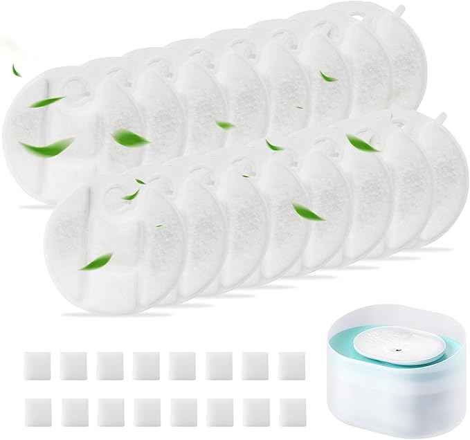 16 Pack Dog Fountain Replacement Filters Compatible with Petlibro Capsule PLWF008, 8 Months Supply of Filter Accessories for Dog Water Fountain Dispensers