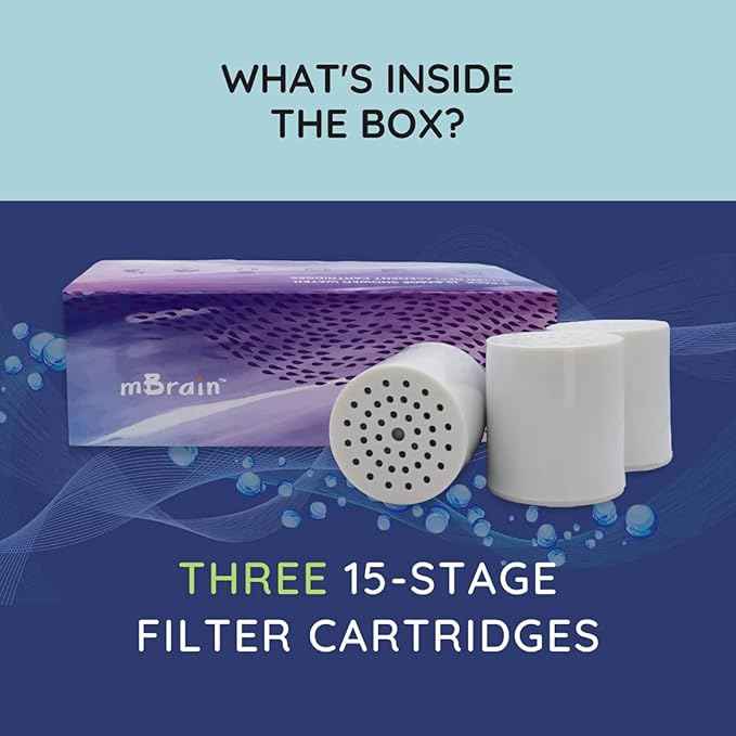 3 Pack 15-Stage Replacement Shower Water Cartridge | Balance pH - Budget Conscious Filtration | Compatible with Any Shower Filter - Universal High Output | 3-pack (No Housing)
