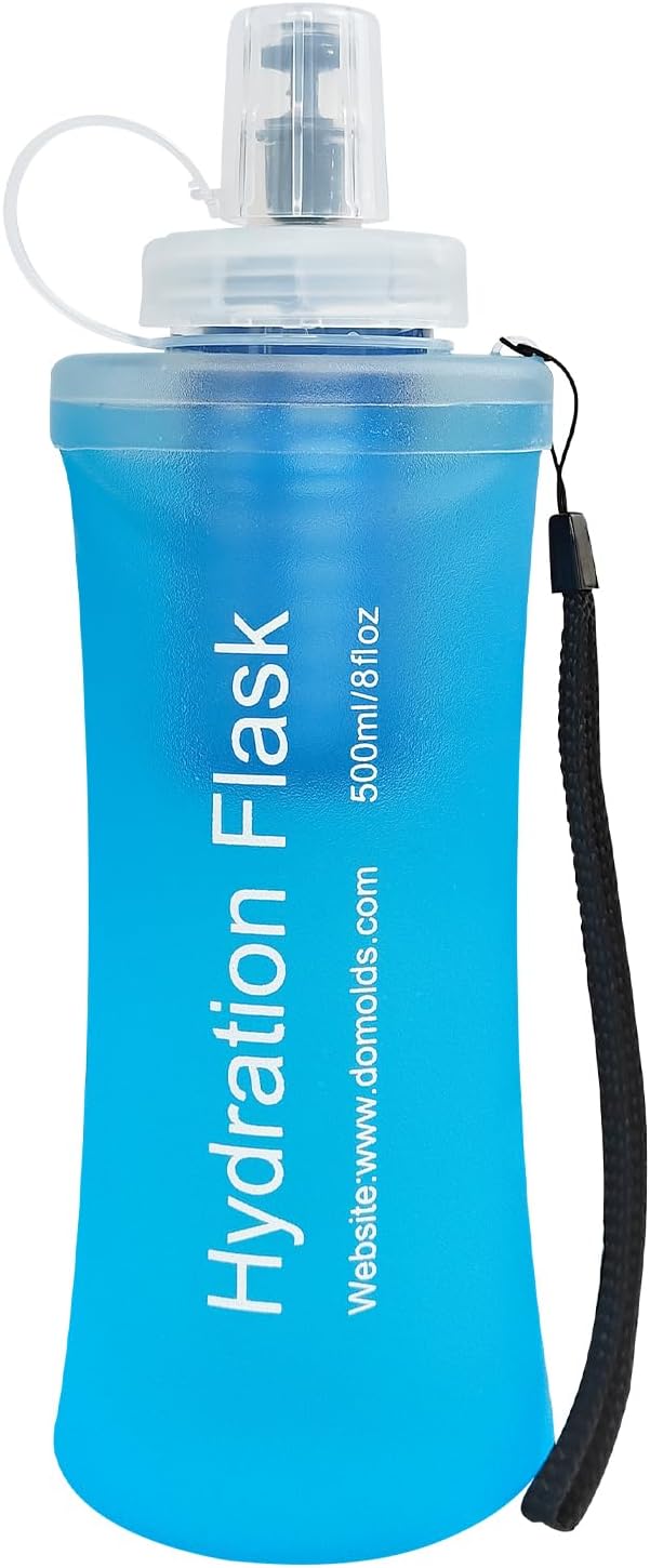 GUYI 500ml Collapsible Water Filter Bottle, Removes Impurities, BPA Free, Ultralight for Hiking, Camping, Cycling & Travel-Blue