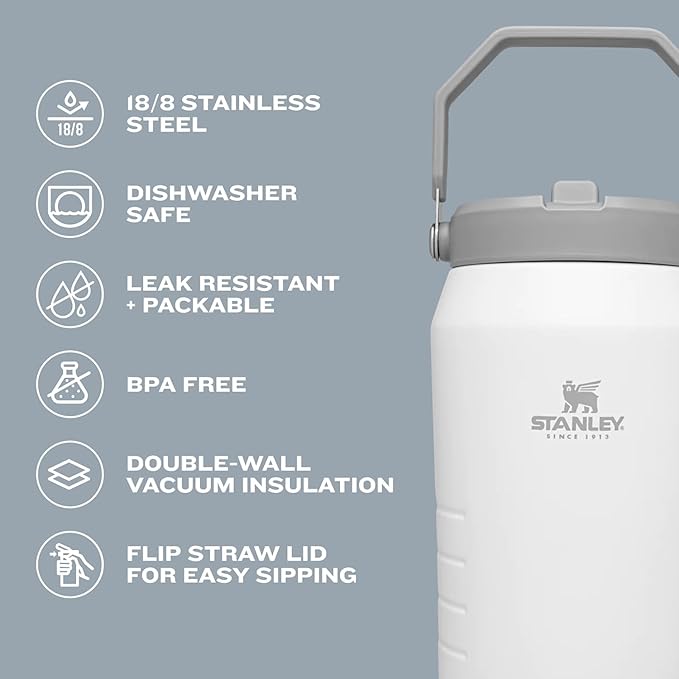STANLEY IceFlow 2.0 Flip Straw Jug with Handle 40 oz | Twist On Lid and Flip Up Straw | Leakproof for Travel and Sports | Insulated Stainless Steel | BPA-Free | Black 2.0