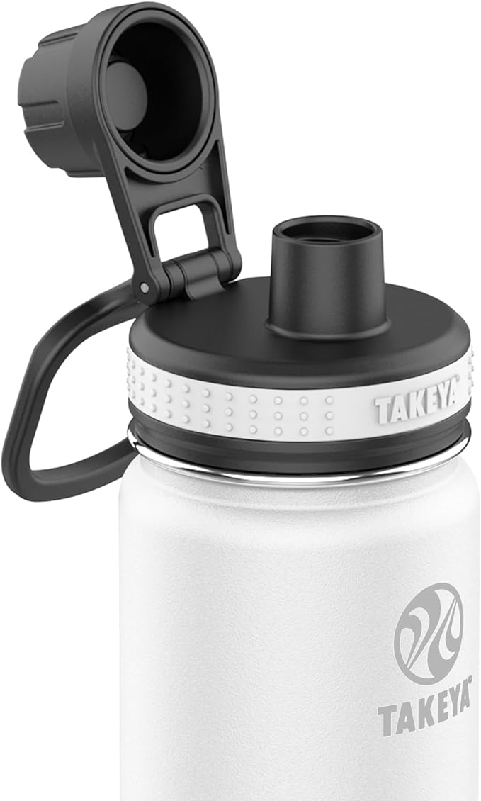 Takeya Originals Vacuum-Insulated Stainless-Steel Water Bottle, 24oz, White