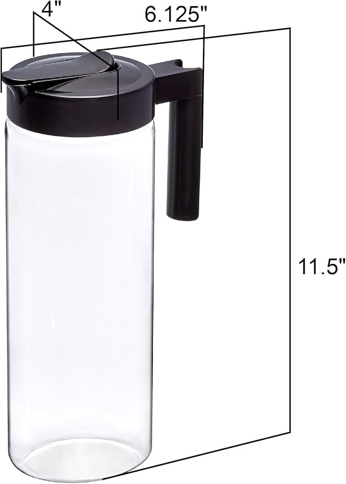 Amazing Abby - Skinny - Tritan Pitcher (64 oz), Unbreakable Plastic Water Pitcher with Lid, BPA-Free, Heat-Resistant, Dishwasher-Safe, Great for Both Iced and Hot Drinks, Indoors and Outdoors, Black