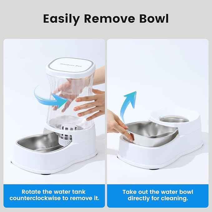 Gardner Pet Automatic Dog Water Dispenser Gravity Stainless Steel Water Waterer Feeder, Large Capacity Water Feeding Bowls for Medium & Large-Sized Dogs Cats Other Pets -(2.1 Gallon)