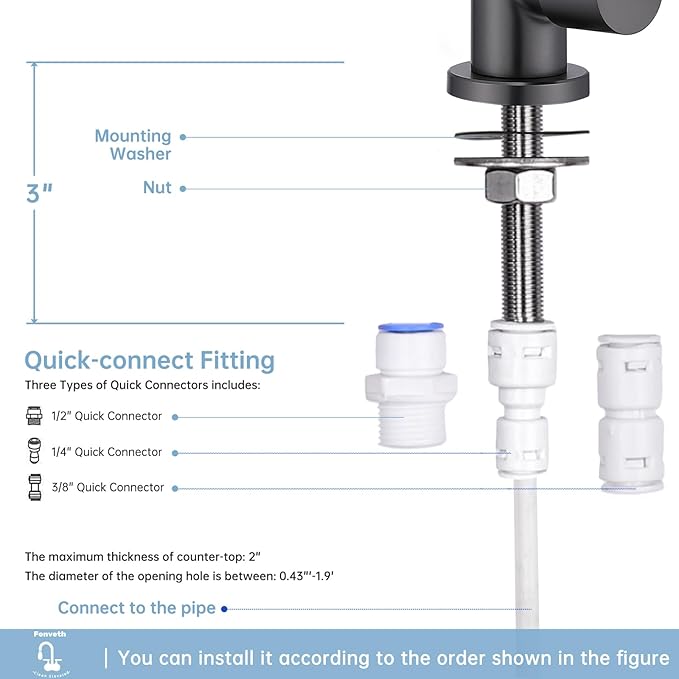 Drinking Water Faucet, Gunmetal Grey Faucet Stainless Steel for Under Sink Water Filter System Reverse Osmosis Non-Air Gap for Kitchen