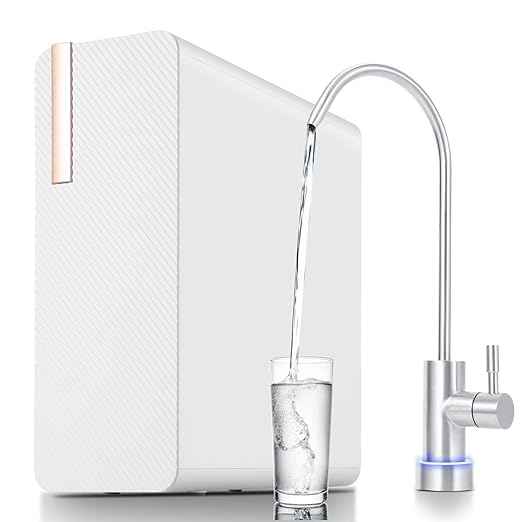 Under-Sink Tankless Reverse Osmosis Water Filter, Reverse Osmosis System, 600 GPD Water Filter, 2:1 Pure to Drain/Under Sink RO System/7 Stage Filtration, Smart Faucet Reminder for Home Office