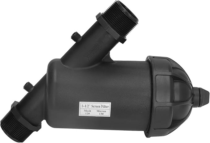 BORDSTRACT Irrigation Filter, G1 1/2 Male Thread Filtration Pump Filter 120 Mesh Drip Filter for Gardening Agriculture and Greenhouse Irrigation