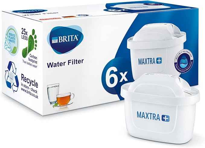 BRITA MAXTRA+ replacement water filter cartridges, compatible with all BRITA jugs -reduce chlorine, limescale and impurities for great taste - 6 Count (Pack of 1)