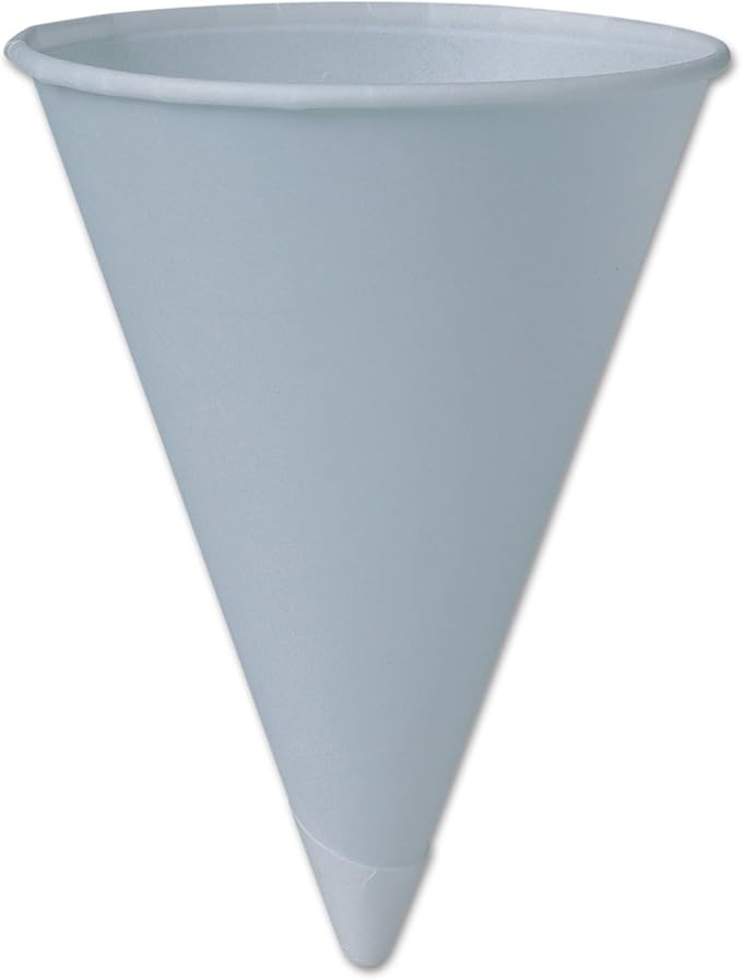 SOLO SCC 42BR Bare Treated Paper Cone Water Cups, 4 1/4 Oz, White, 200/bag