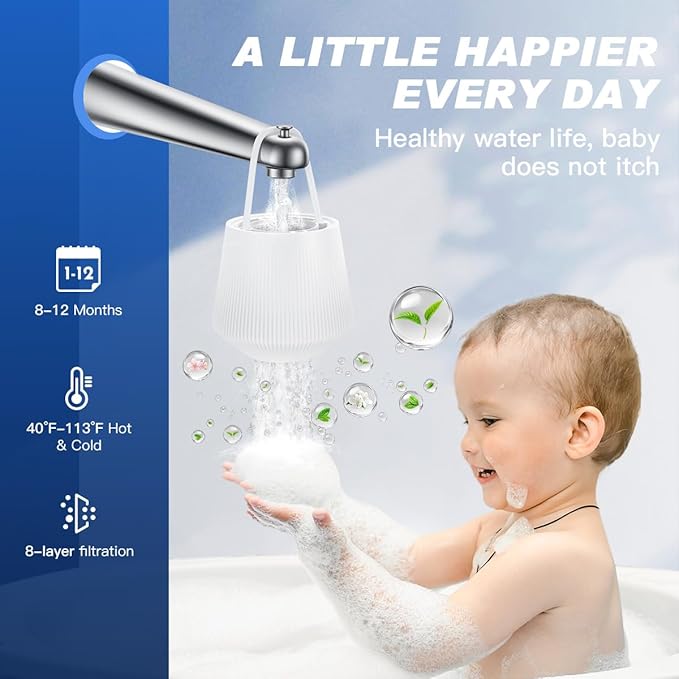 Next-Gen Bathtub Water Filter for Faucet | Removes 95% Chlorine, Lead, Fluoride & Heavy Metals | Softens Water, Hard Water Balance | Safe Bath Filter for tub, Babies, Kids & Family Skincare - AquaVibe