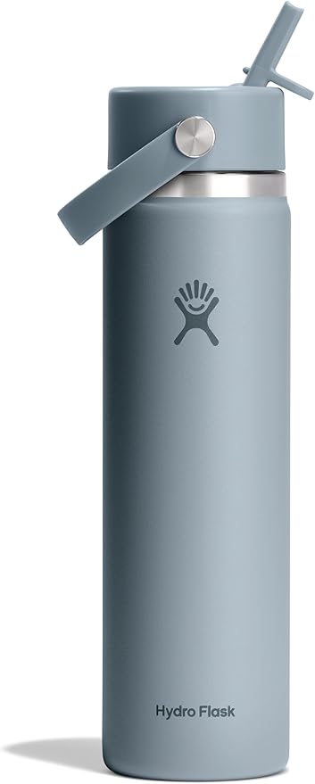 Hydro Flask Water Bottle - Insulated Stainless Steel - Wide Straw Lid, Non Spill, Leakproof in 24 Oz Shale Gray