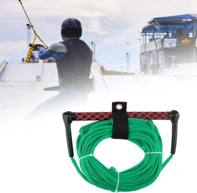 Water Ski Rope Wakeboarding Tow Line with Handle Grip Heavy Duty Water Ski Tow Rope Wakeboard for Surfing Accs, Green Rope