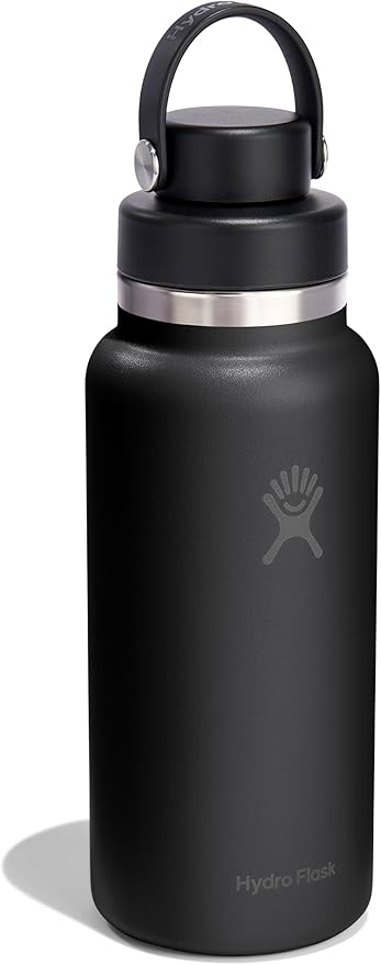 Hydro Flask Water Bottle - Insulated Stainless Steel - Wide Mouth Flex Chug Lid, Non Spill, Leakproof in 32 Oz Tonal Black