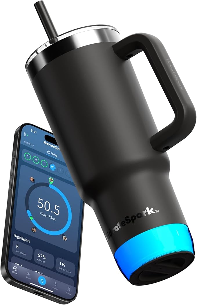 Hidrate Spark PRO 2 30oz Tumbler – Smart Hydration Tumbler with Clinically Accurate Water Tracking & Extended Battery Life - Syncs with Apple Health, Fitbit, Smart Rings & Smart Watches - Black