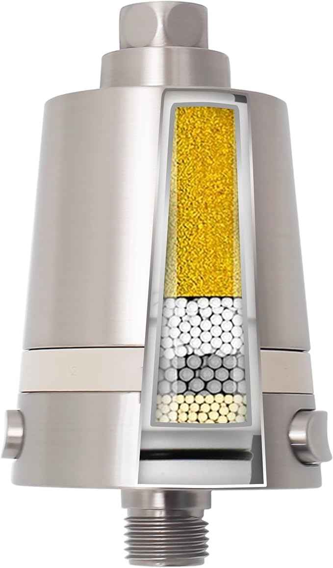 Hard Water Shower Filter - Removes Chlorine, Heavy Metals & Scale - KDF Technology for Softer Skin & Hair - Fits Most Rain & Handheld Showerheads - (Brushed Nickel)