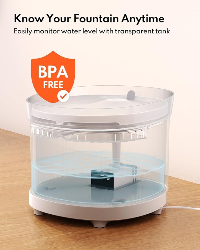 HomeRunPet Wireless Pump Cat Water Fountain - Detachable Design for Easy Cleaning, Multi-Cat Water Dispenser with Chew-Proof Base, Porcelain-Tray