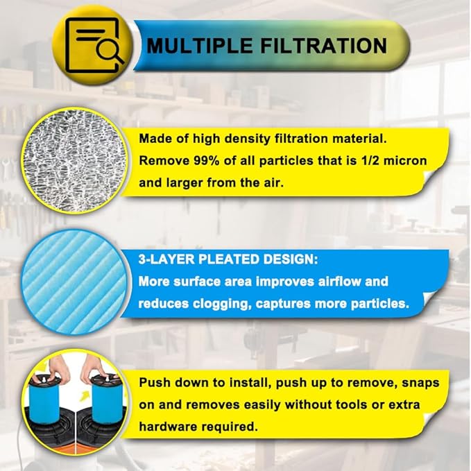 2 Pack VF5000 Filter Replacement for Rigid Shop Vac, 3-Layer Fine Dust Pleated Paper 72952, Compatible With RIDGID Most 5-20 Gallon Wet/Dry Vacuums, With 4 Pack Filter Covers - AquaVibe