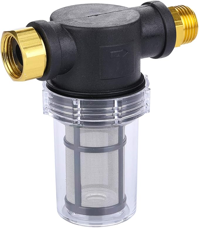 Sediment Filter Attachment Line Water Hose Filter with 100 mesh Stainless Mesh Screen,2Pcs O-Rings &2Pcs Gaskets,for Garden Hose Pressure Washer inlet RV Camping Car Wash Water Hose