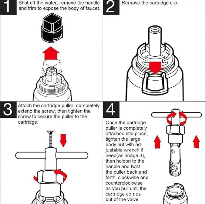 1222 Replacement Cartridge with Moen 104421 Cartridge Puller Removal Tool Retainer Clip Compatible with Moen One-Hanlde Posi Temp 1222B Shower Bathtub Faucet (1222 cartridge +104421 cartridge puller)
