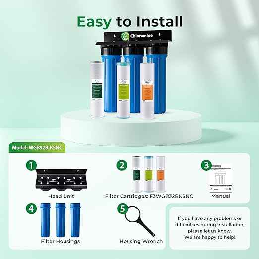 iSpring Chloramine & Heavy Metals Removal Whole House Water Filter System, SGS-Tested, Reduces Lead, Chlorine, Sediment and up to 94.4% of Chloramine, 20” x 4.5” Filters, Model: WGB32B-KSNC